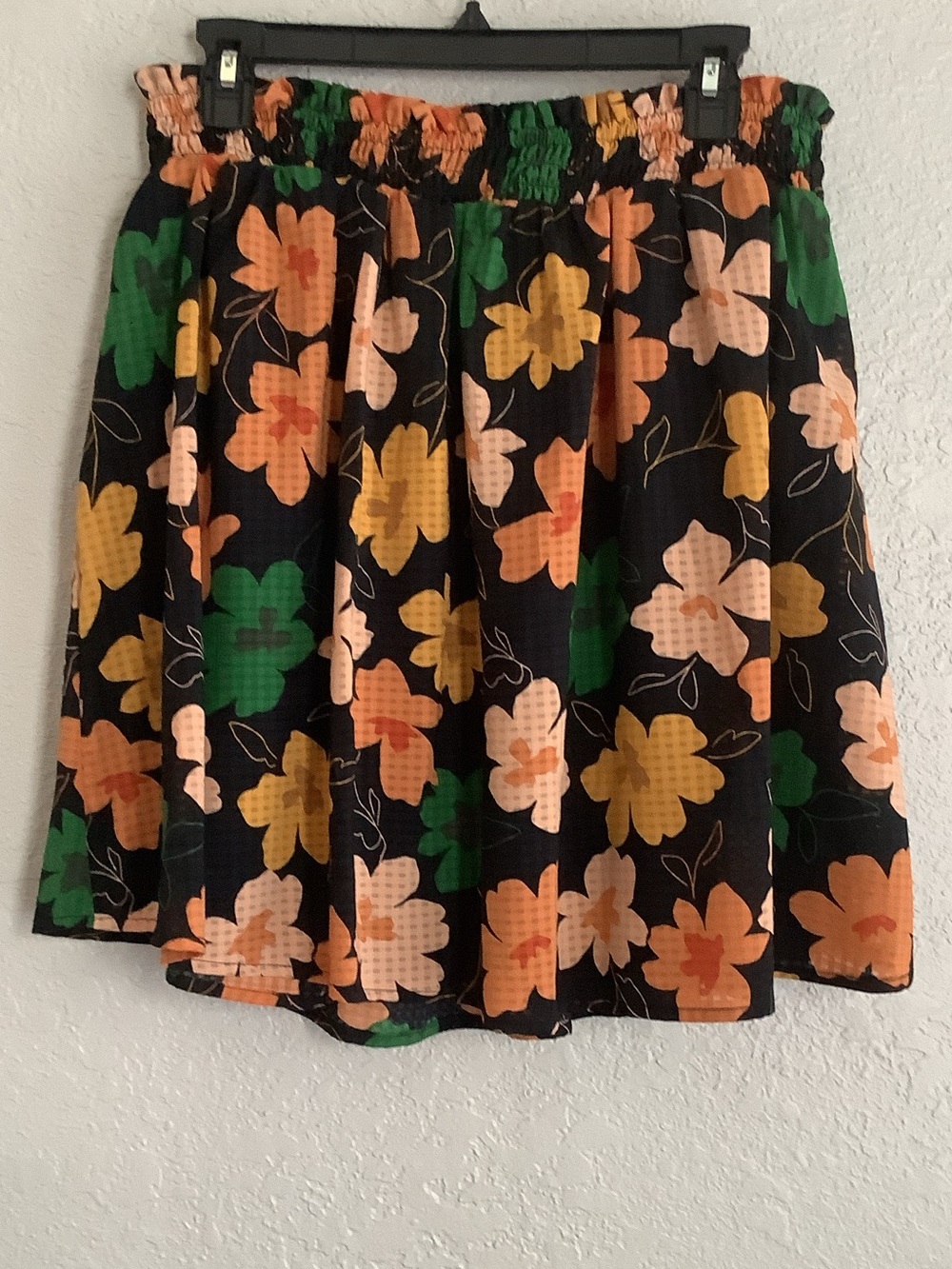 Who What Wear Black Floral Skirt with Orange, Yellow & Green Blooms - Picture 2 of 5